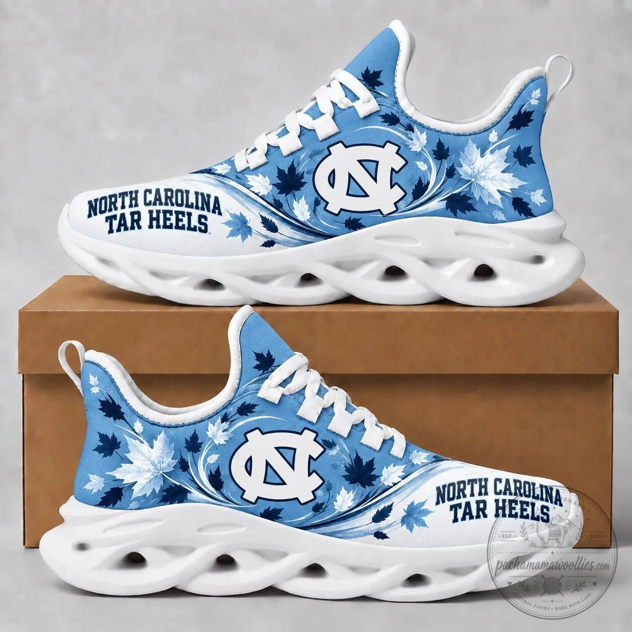 North Carolina Tar Heels Autumn Maple Leaves Chunky Sneakers Shoes