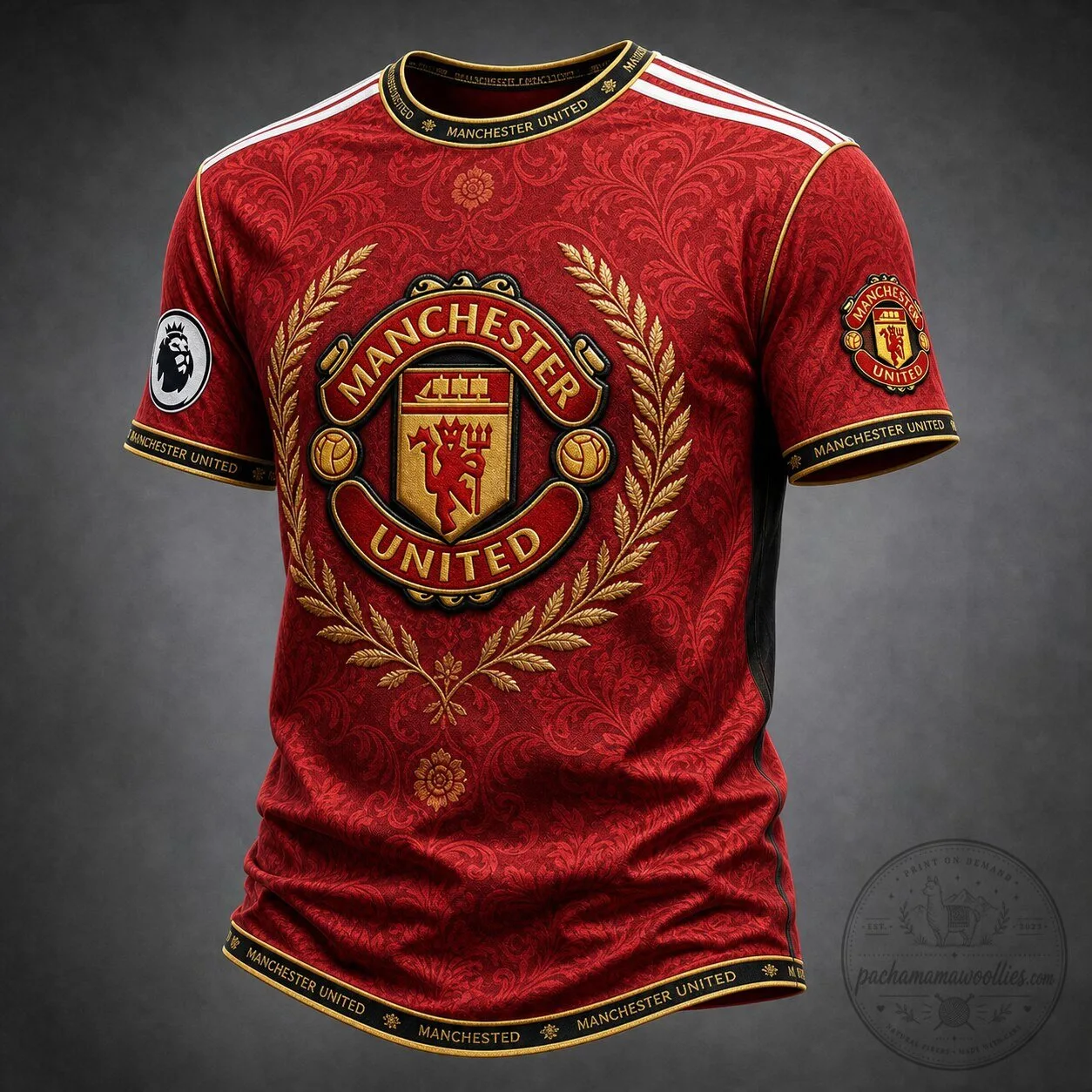 Manchester United Football Club Red Floral Pattern Soccer Jersey 1 Manchester United Football Club Red Floral Pattern Soccer Jersey
