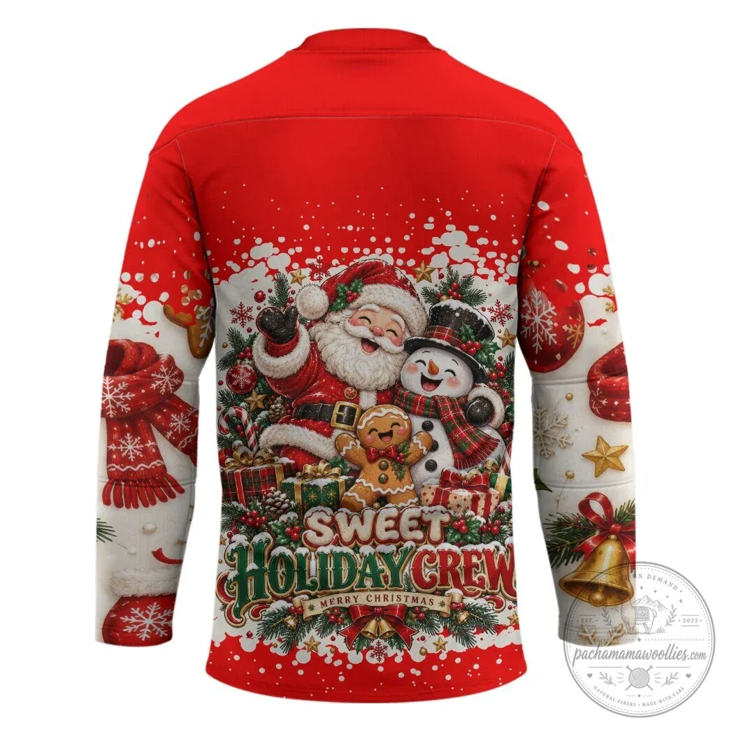 Christmas Santa Claus Snowman Gingerbread Holiday Friends Hockey Jersey 4 Christmas Santa Claus Snowman Gingerbread Holiday Friends Hockey Jersey