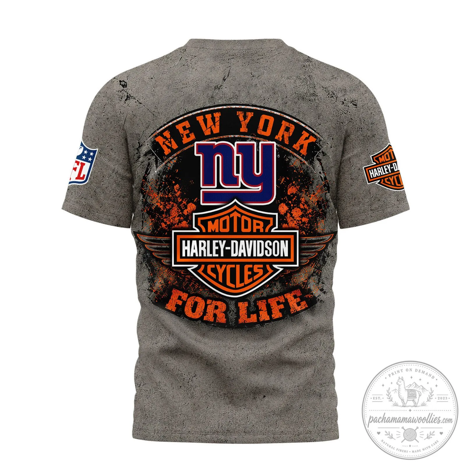 New York Giants Harley-Davidson For Life Motorcycle Fan Apparel T-Shirt