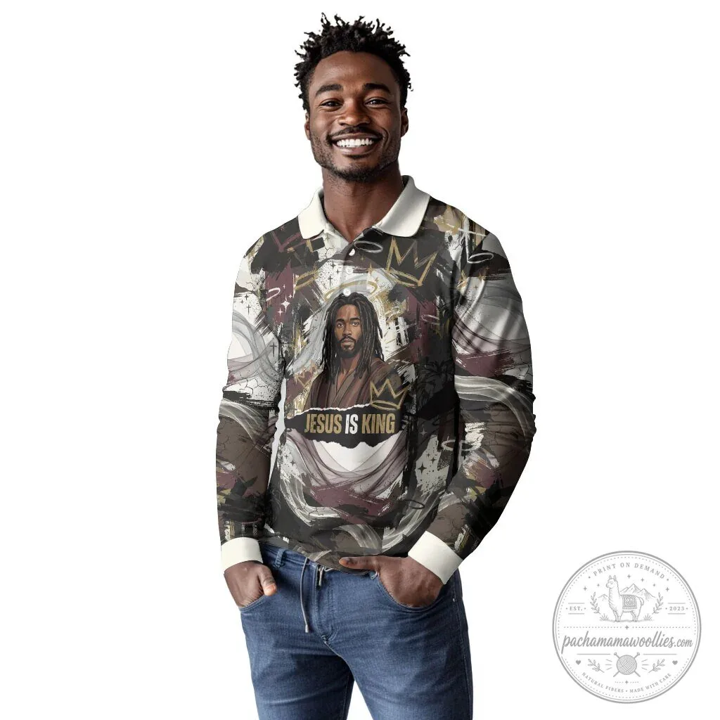 Jesus Is King Lion Of Judah Crown Grunge Art Long Sleeve Polo Shirt 6 Jesus Is King Lion Of Judah Crown Grunge Art Long Sleeve Polo Shirt
