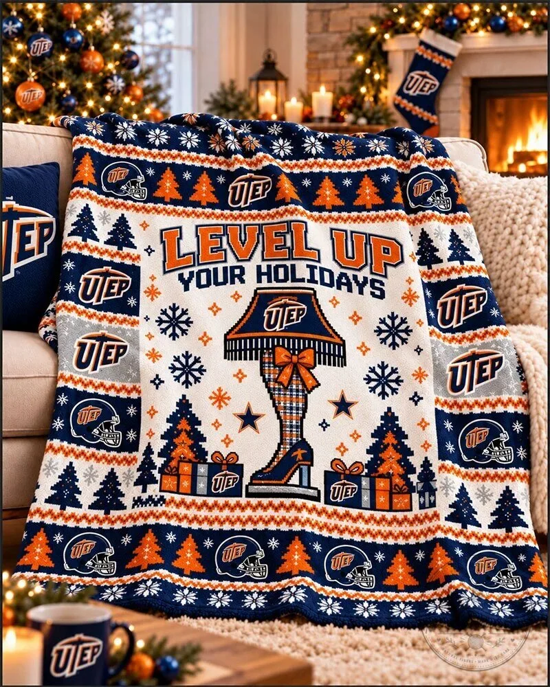 UTEP Miners Level Up Your Holidays Christmas Flannel Blanket