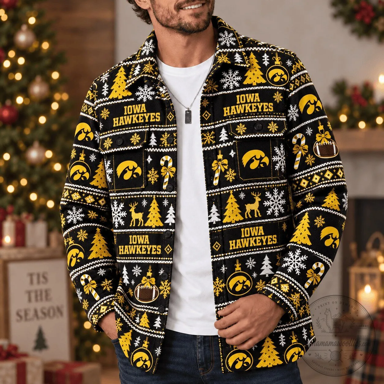 Iowa Hawkeyes Christmas Flannel Shirt for Men, Holiday Button-Up Top