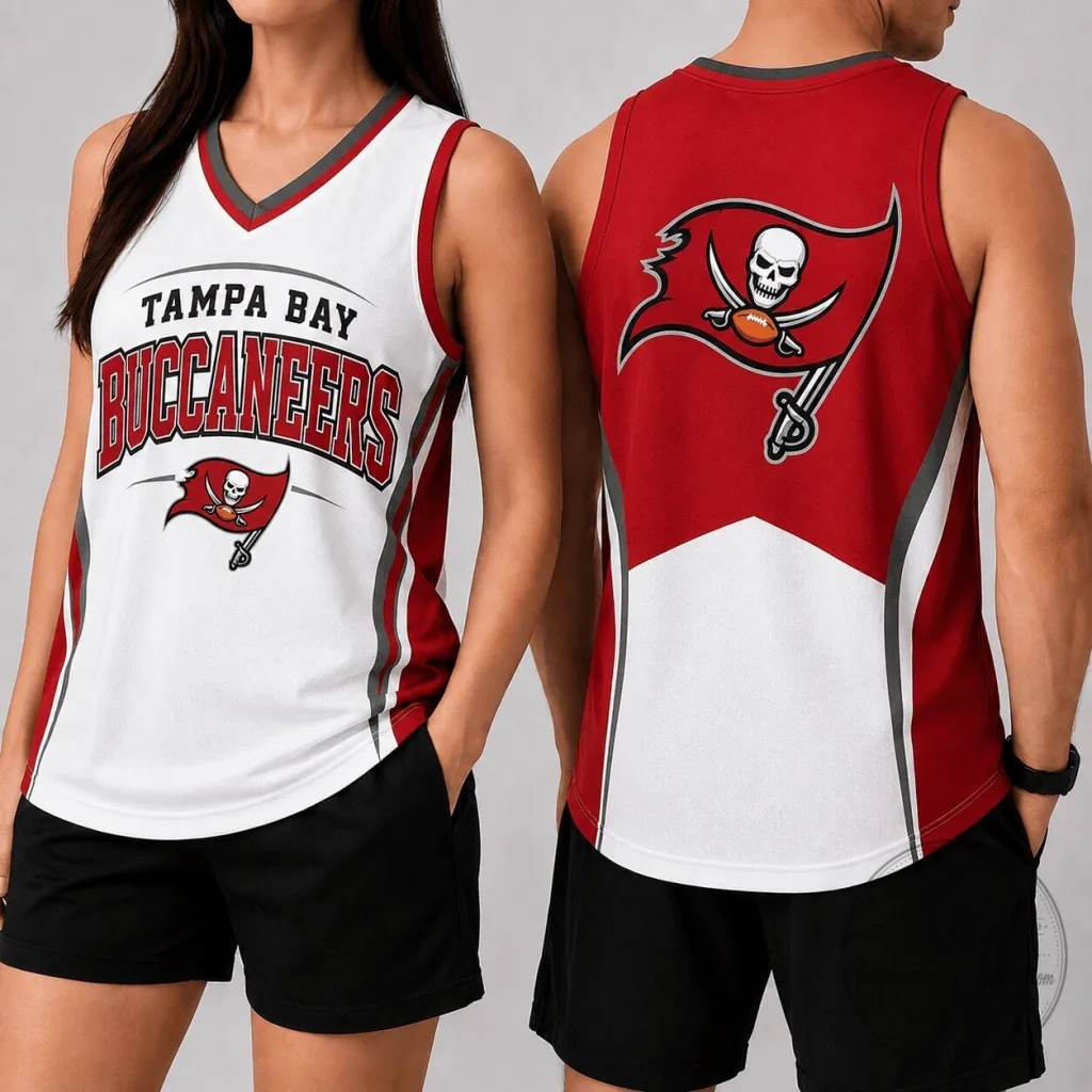 Tampa Bay Buccaneers Football Team Logo Red and White Sporty Tank Top Tampa Bay Buccaneers Football Team Logo Red and White Sporty Tank Top