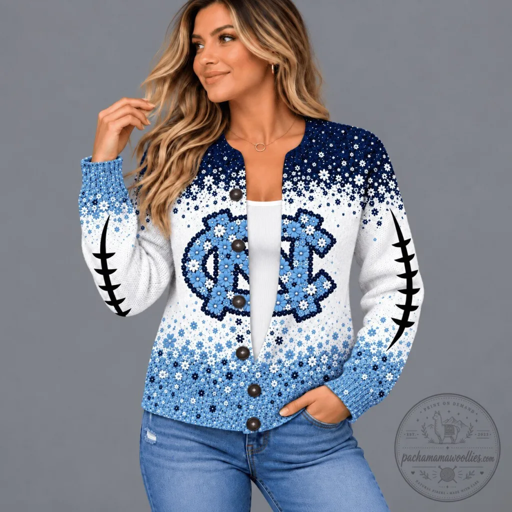 North Carolina Tar Heels Floral Heritage Cardigan Sweater for Women