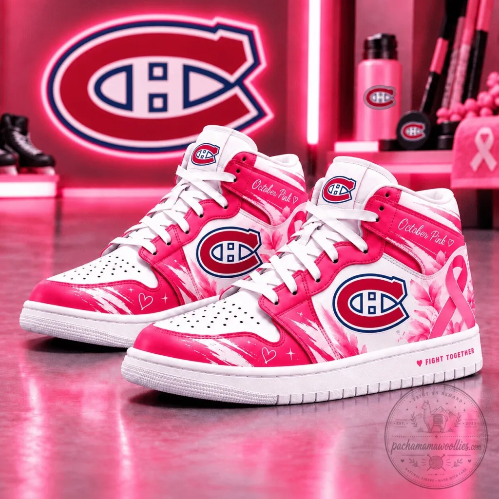 Montreal Canadiens NHL October Pink Edition High-Top Sneakers Breast Cancer Awareness Montreal Canadiens NHL October Pink Edition High-Top Sneakers Breast Cancer Awareness