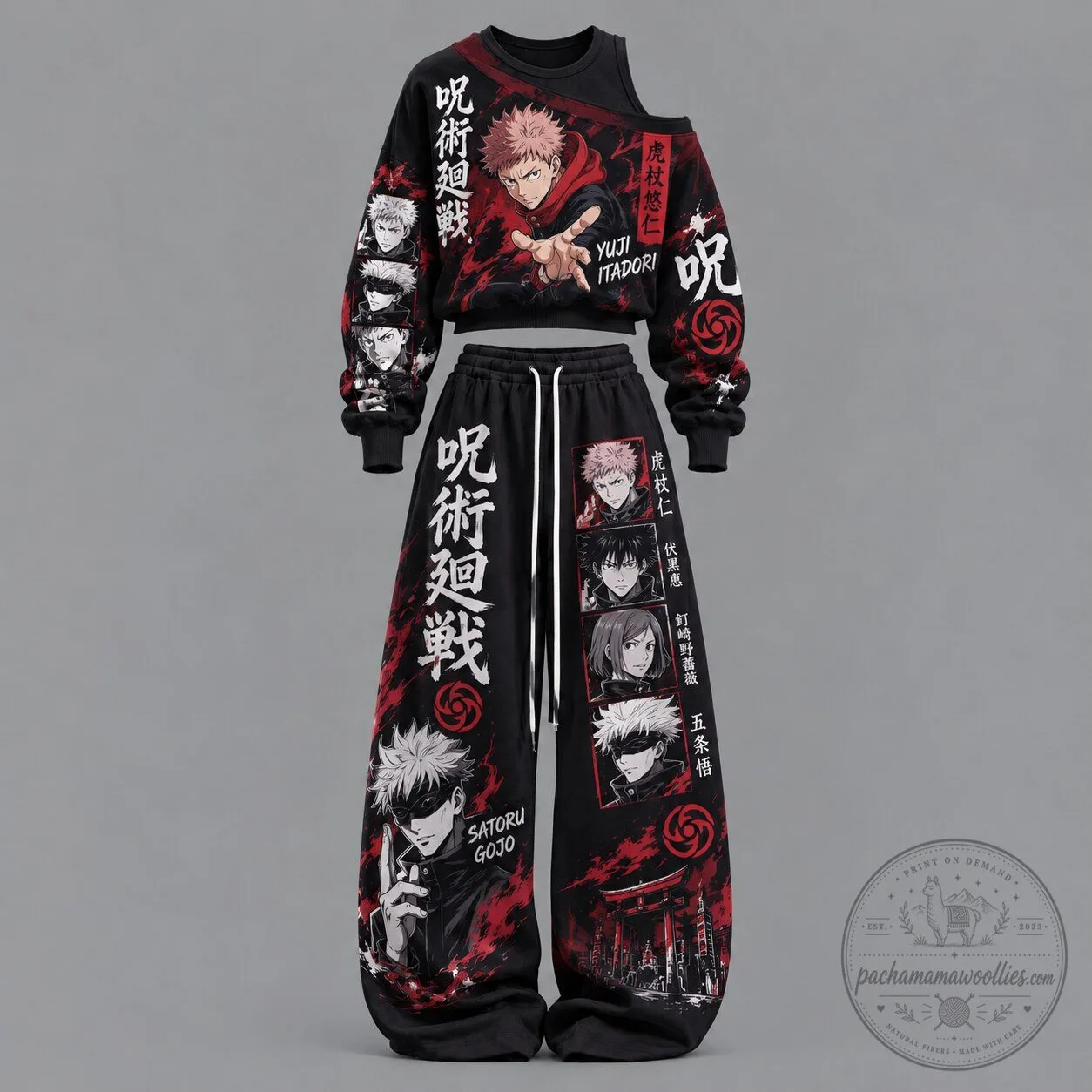 Jujutsu Kaisen Yuji Itadori and Satoru Gojo Anime Sweatshirt and Pants Set 1 Jujutsu Kaisen Yuji Itadori and Satoru Gojo Anime Sweatshirt and Pants Set