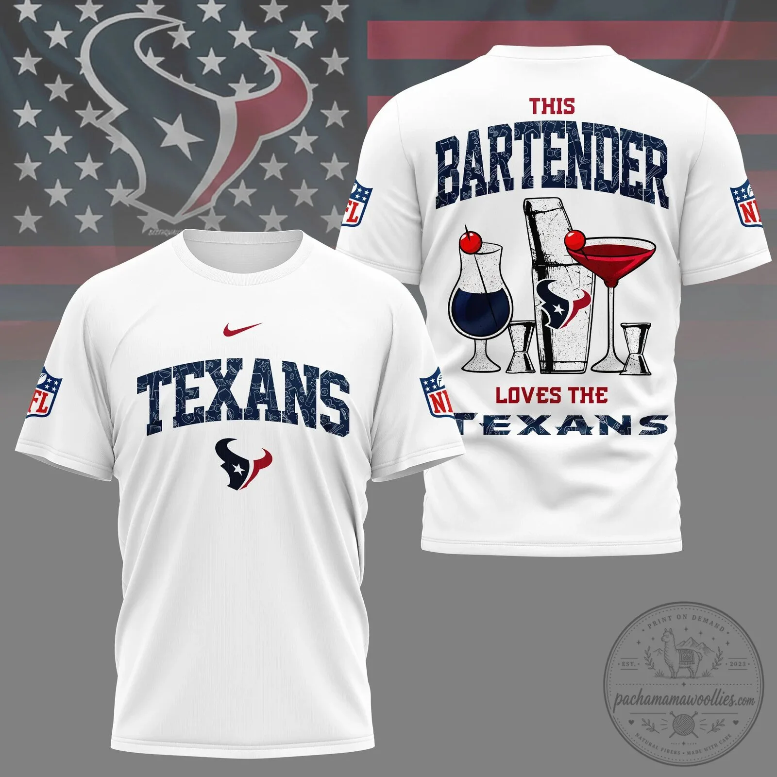 Houston Texans NFL Fan Bartender T-Shirt for Men and Women