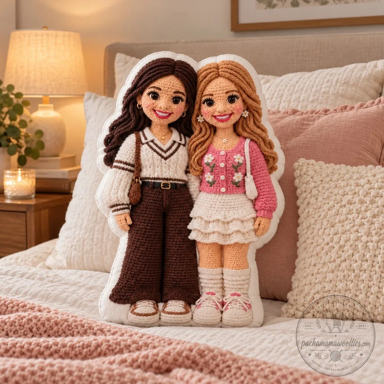 Personalized Best Friends Crochet Doll Shaped Photo Pillow for Besties 10 Personalized Best Friends Crochet Doll Shaped Photo Pillow for Besties