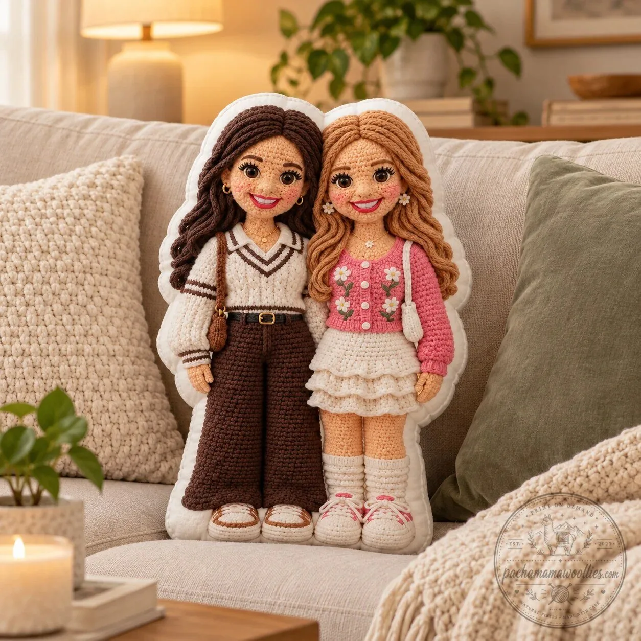 Personalized Best Friends Crochet Doll Shaped Photo Pillow for Besties 11 Personalized Best Friends Crochet Doll Shaped Photo Pillow for Besties