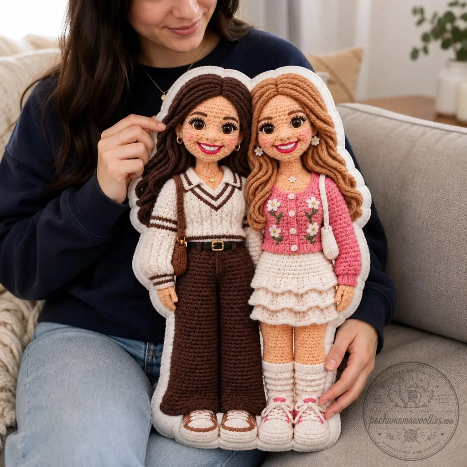 Personalized Best Friends Crochet Doll Shaped Photo Pillow for Besties 12 Personalized Best Friends Crochet Doll Shaped Photo Pillow for Besties