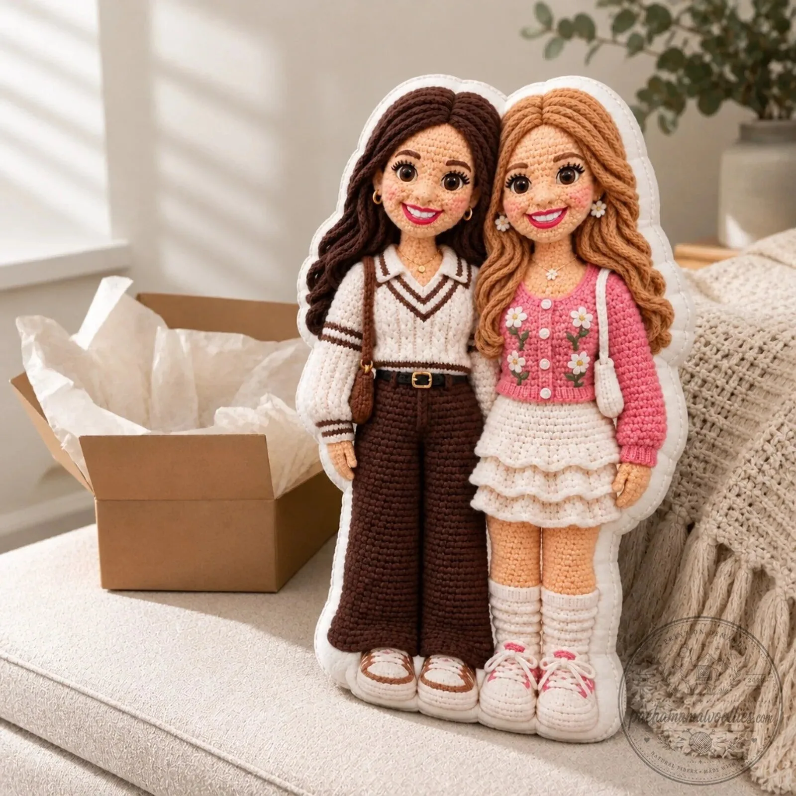 Personalized Best Friends Crochet Doll Shaped Photo Pillow for Besties 14 Personalized Best Friends Crochet Doll Shaped Photo Pillow for Besties