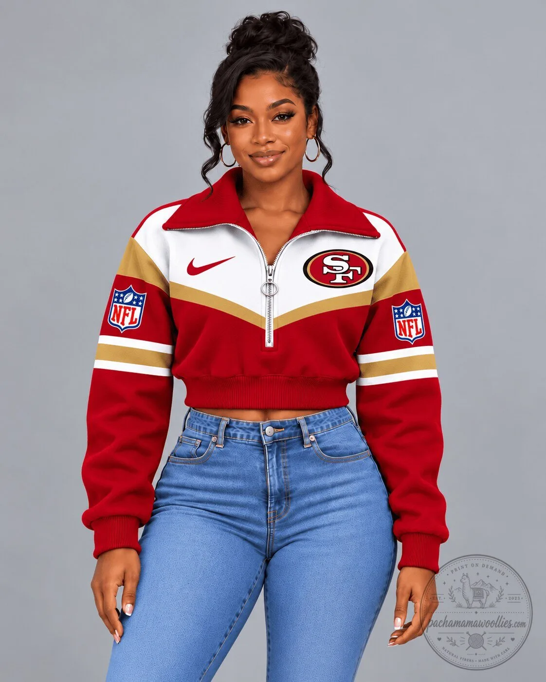 San Francisco 49ers Women's Cropped Quarter-Zip Sweatshirt 1 San Francisco 49ers Women
