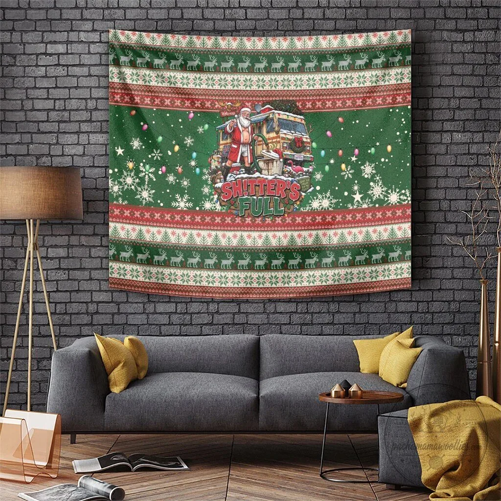 Shitter Was Full Christmas Vacation Santa Claus Funny Holiday Tapestry