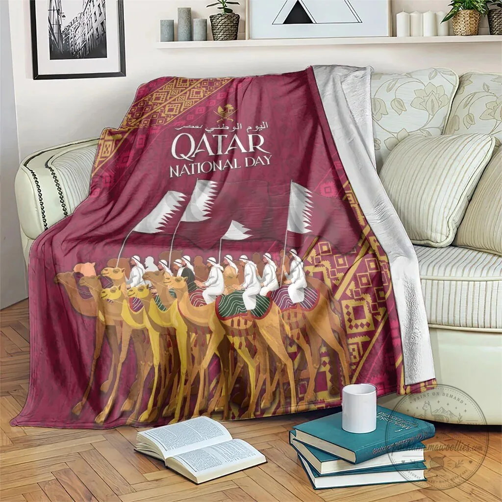 Qatar National Day Camel Parade Arabian Peninsula Fleece Blanket