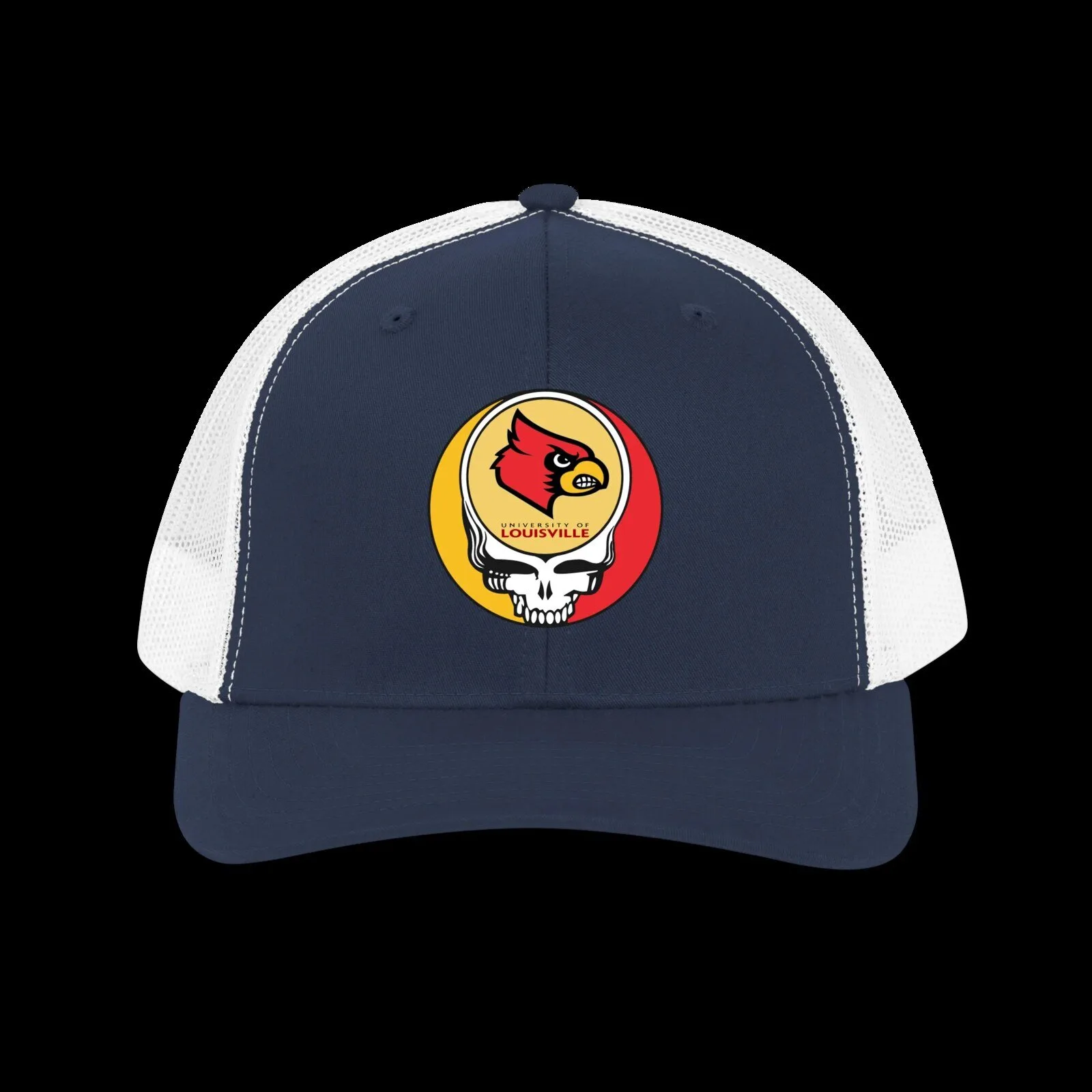 Louisville Cardinals Grateful Dead Steal Your Face Skull Trucker Cap Hat 6 Louisville Cardinals Grateful Dead Steal Your Face Skull Trucker Cap Hat