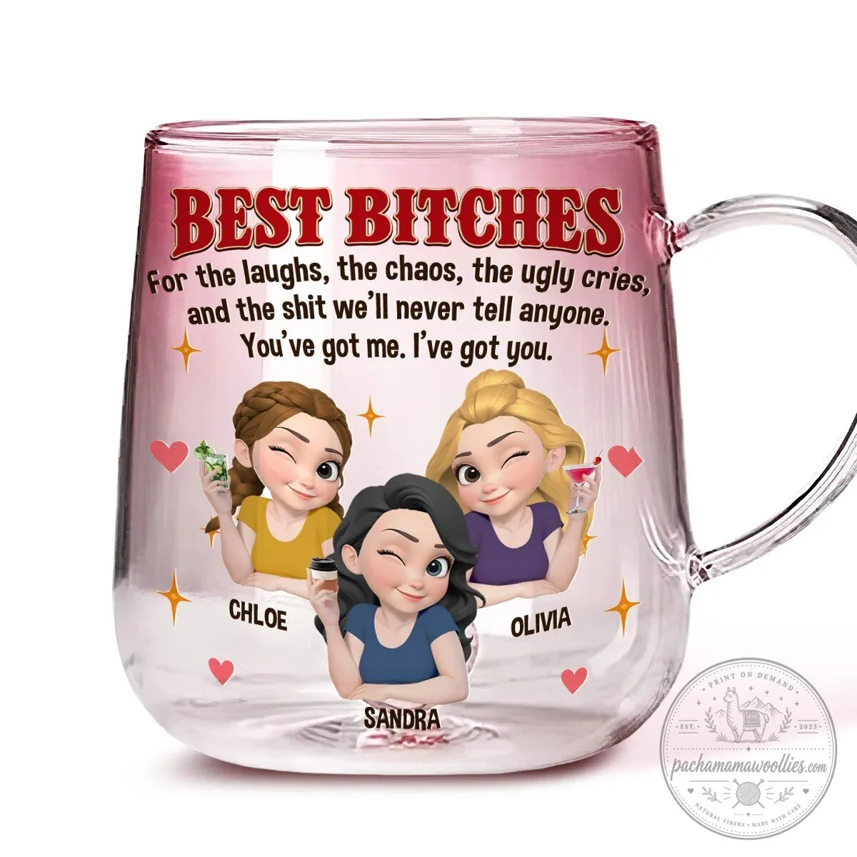 Best Bitches Personalized Glass Mug for Friends - Custom Friendship Gift 7 Best Bitches Personalized Glass Mug for Friends - Custom Friendship Gift