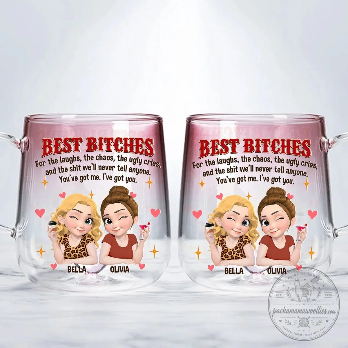 Best Bitches Personalized Glass Mug for Friends - Custom Friendship Gift 8 Best Bitches Personalized Glass Mug for Friends - Custom Friendship Gift