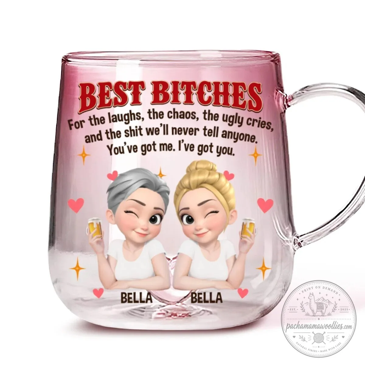 Best Bitches Personalized Glass Mug for Friends - Custom Friendship Gift 11 Best Bitches Personalized Glass Mug for Friends - Custom Friendship Gift