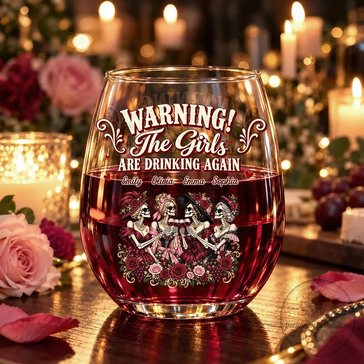 Personalized Warning The Girls Are Drinking Again Skeleton Friends Wine Glass 7 Personalized Warning The Girls Are Drinking Again Skeleton Friends Wine Glass