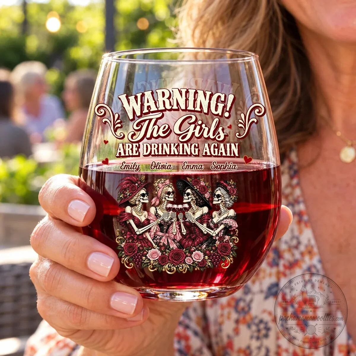 Personalized Warning The Girls Are Drinking Again Skeleton Friends Wine Glass 10 Personalized Warning The Girls Are Drinking Again Skeleton Friends Wine Glass