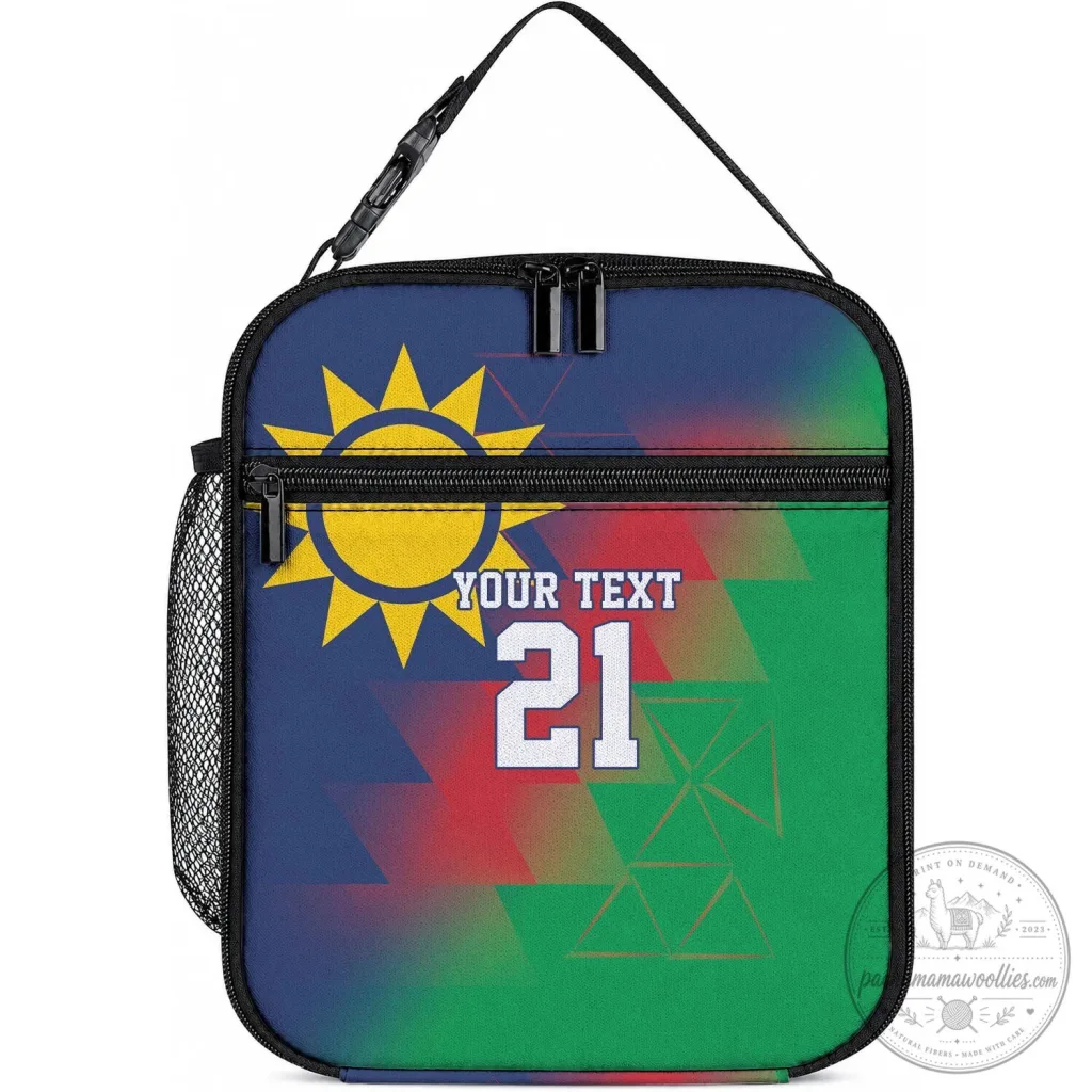 Custom Namibia Flag Gold Sun Motif Insulated Lunch Bag