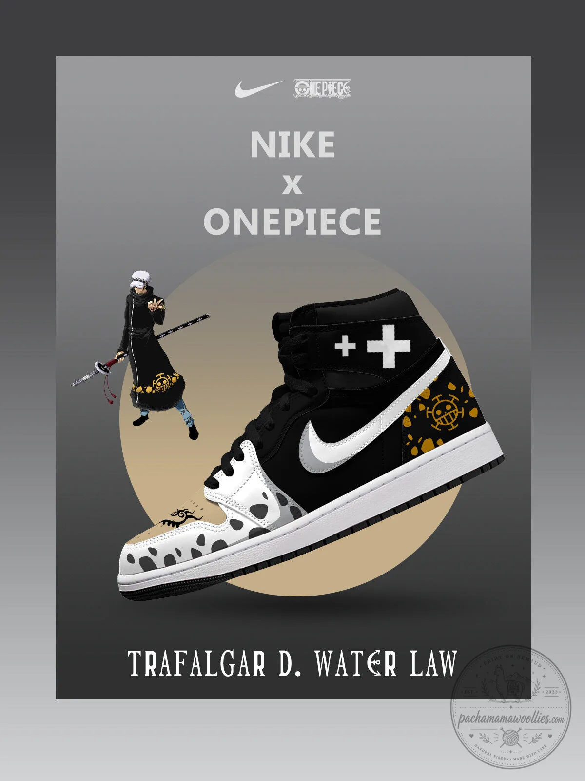 Trafalgar D. Water Law One Piece Anime High Top Sneakers 1 Trafalgar D. Water Law One Piece Anime High Top Sneakers