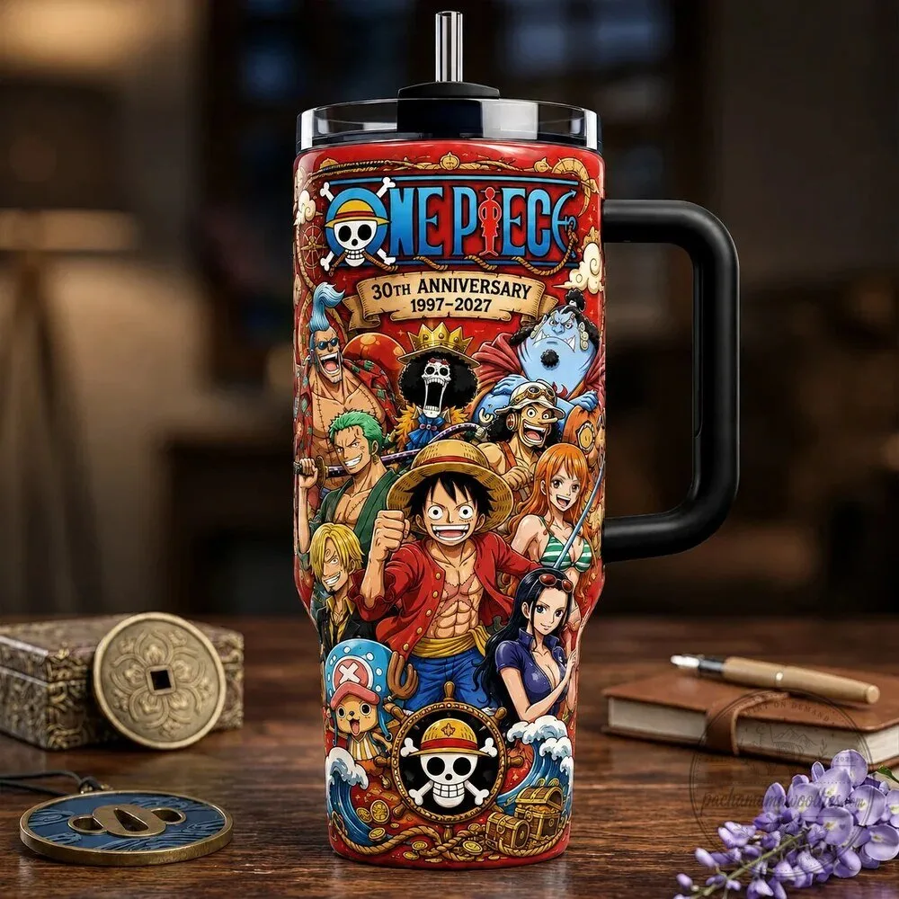 One Piece 30th Anniversary Anime Characters Insulated Stainless Steel Tumbler with Handle 1 One Piece 30th Anniversary Anime Characters Insulated Stainless Steel Tumbler with Handle