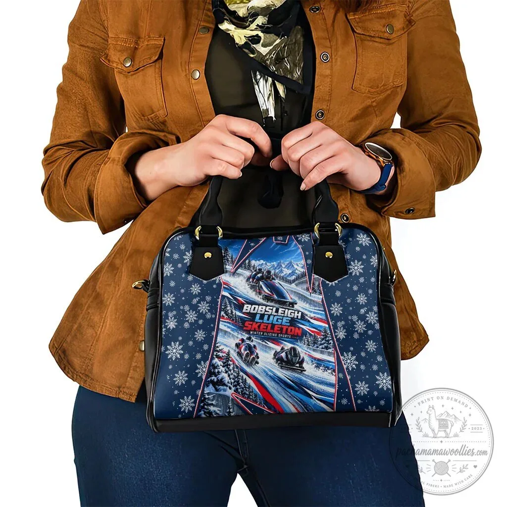 Winter Sliding Sports Bobsleigh Luge Skeleton Snowflakes Shoulder Handbag 9 Winter Sliding Sports Bobsleigh Luge Skeleton Snowflakes Shoulder Handbag