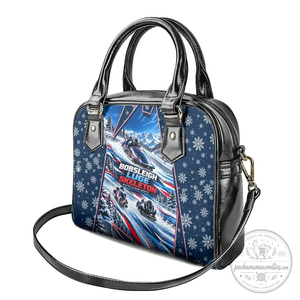 Winter Sliding Sports Bobsleigh Luge Skeleton Snowflakes Shoulder Handbag 10 Winter Sliding Sports Bobsleigh Luge Skeleton Snowflakes Shoulder Handbag