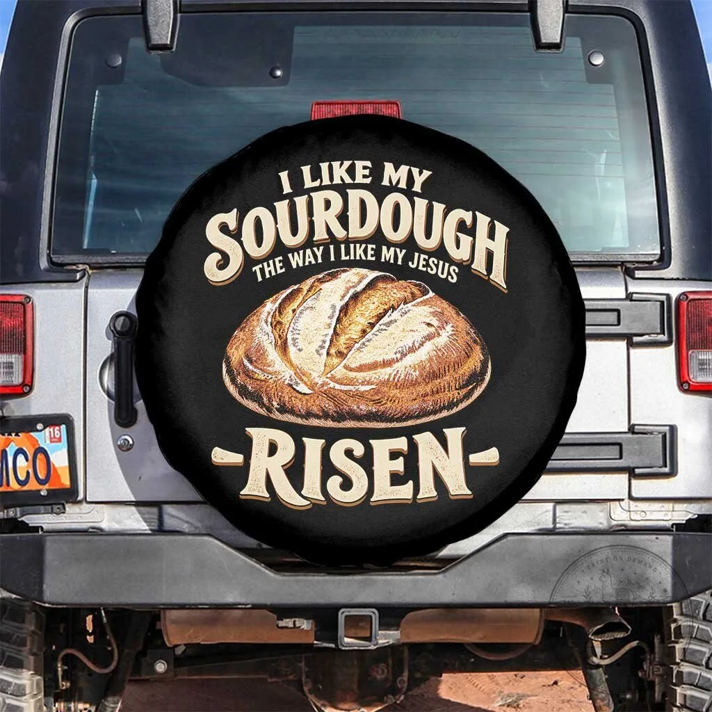 Funny Christian Sourdough Baking Quote Spare Tire Cover for Jeep SUV