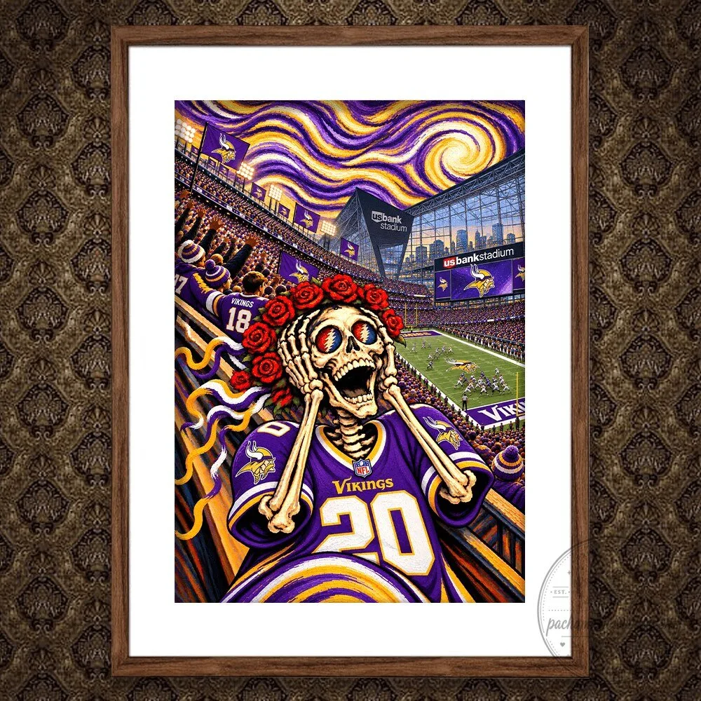 Minnesota Vikings Grateful Dead Skeleton Bertha Scream at US Bank Stadium Wall Art