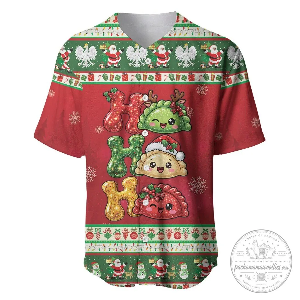 Poland Christmas Ho Ho Ho Squishy Pierogi Baseball Jersey 3 Poland Christmas Ho Ho Ho Squishy Pierogi Baseball Jersey