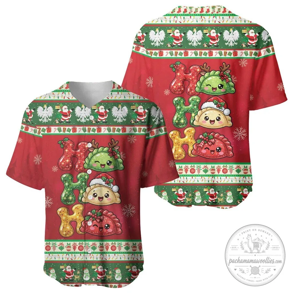 Poland Christmas Ho Ho Ho Squishy Pierogi Baseball Jersey 5 Poland Christmas Ho Ho Ho Squishy Pierogi Baseball Jersey