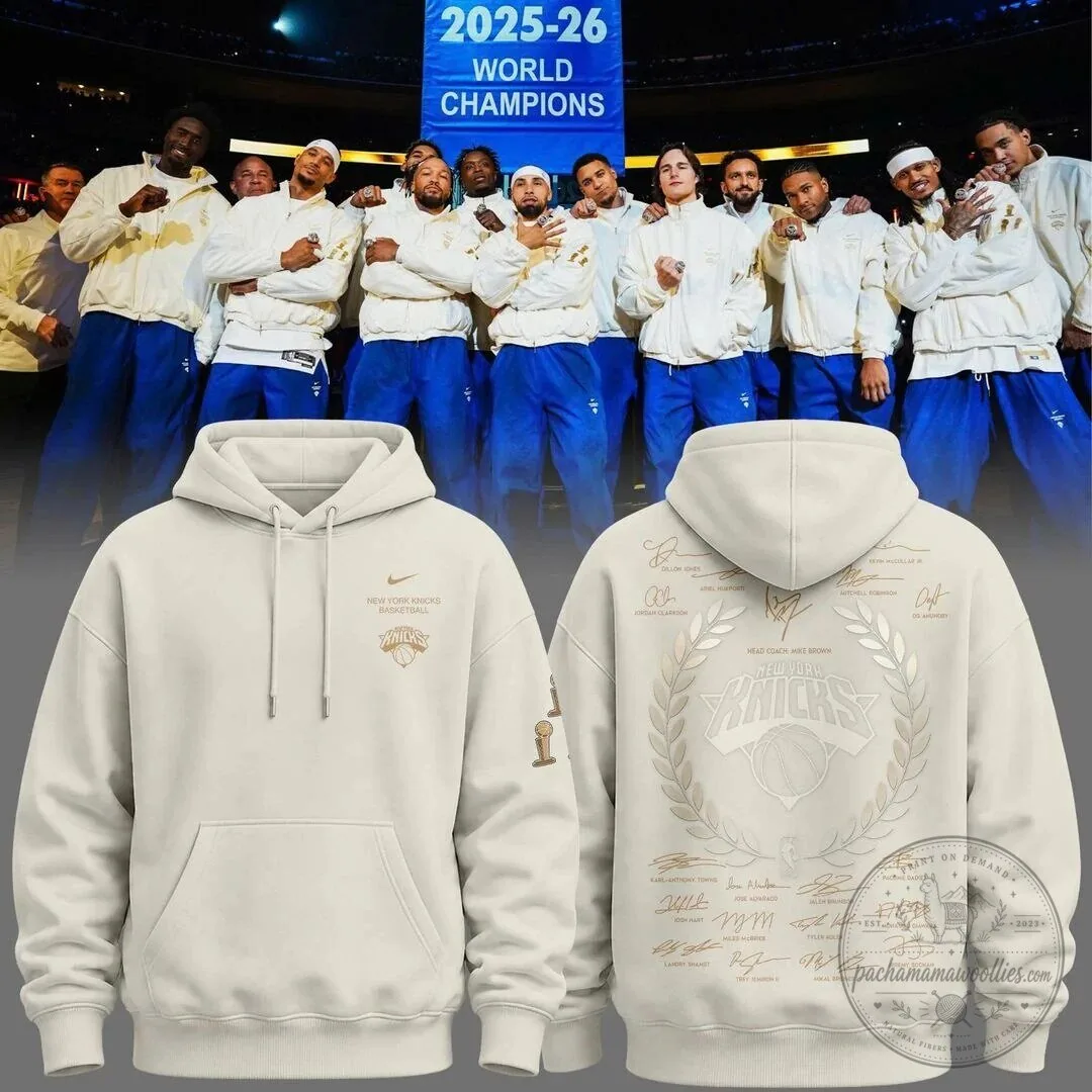 New York Knicks 2026 NBA Finals Champions Team Signatures Hoodie 3 New York Knicks 2026 NBA Finals Champions Team Signatures Hoodie