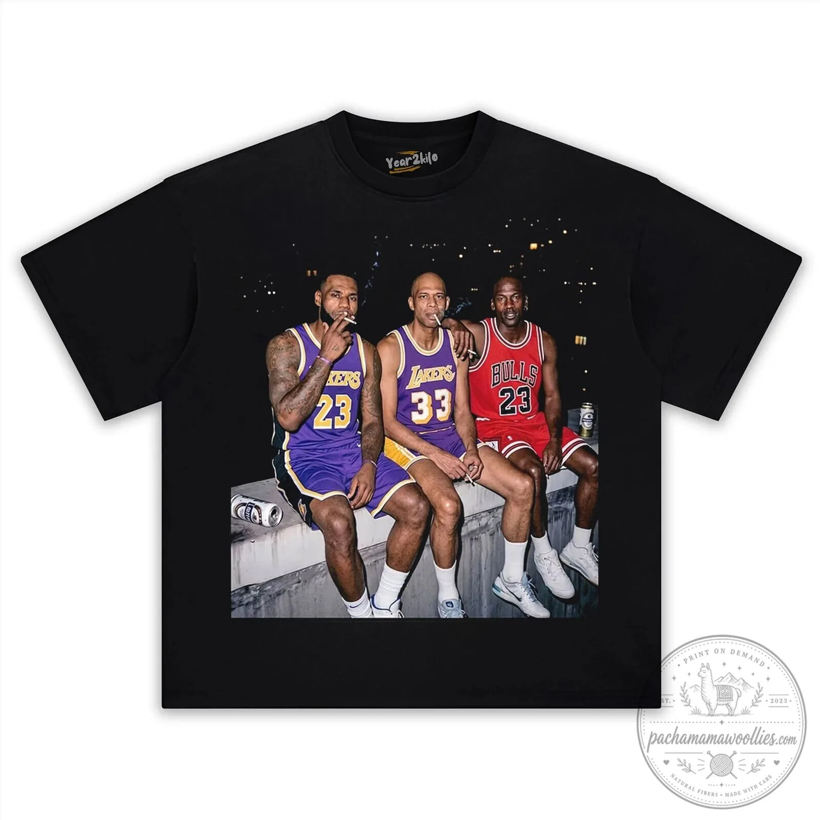 Vintage Basketball Tee featuring Michael Jordan, LeBron James, and Kareem Abdul-Jabbar 7 Vintage Basketball Tee featuring Michael Jordan, LeBron James, and Kareem Abdul-Jabbar