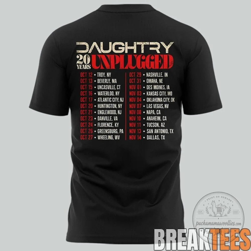 Daughtry 20 Years Unplugged Tour 2023 Concert Schedule Black T-Shirt 5 Daughtry 20 Years Unplugged Tour 2023 Concert Schedule Black T-Shirt