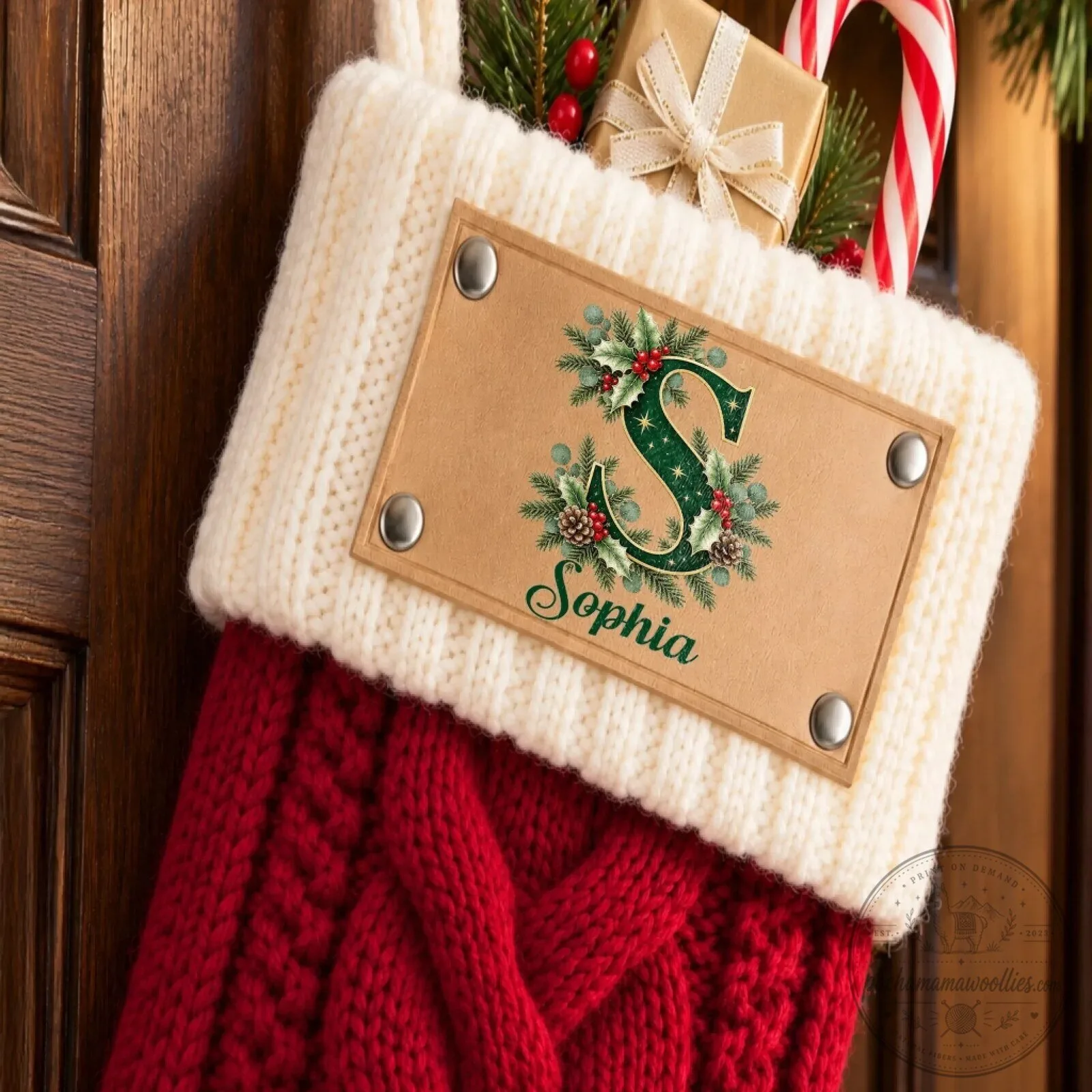 Personalized Christmas Stocking with Custom Name and Initial for Family Gifts 6 Personalized Christmas Stocking with Custom Name and Initial for Family Gifts