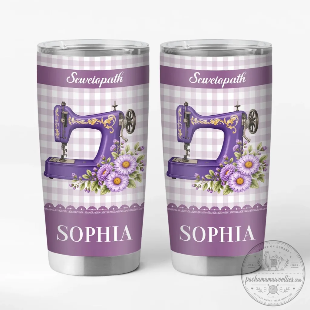 Personalized Sewing Machine Tumbler with Birth Month Flower Design Personalized Sewing Machine Tumbler with Birth Month Flower Design