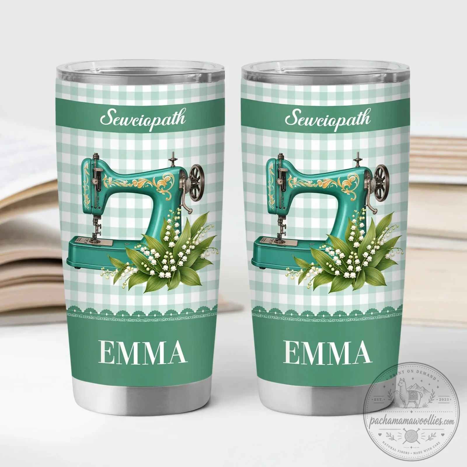 Personalized Sewing Machine Tumbler with Birth Month Flower Design 4 Personalized Sewing Machine Tumbler with Birth Month Flower Design