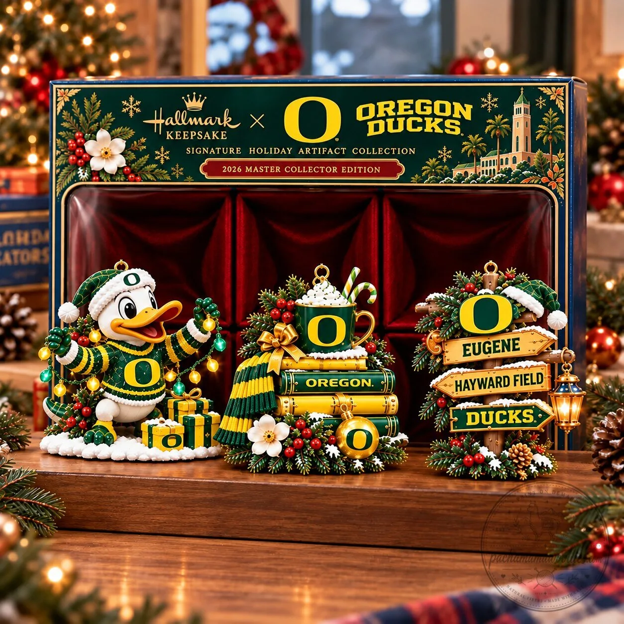 Oregon Ducks Christmas Holiday Ornament Set of Three Collectible Keepsake