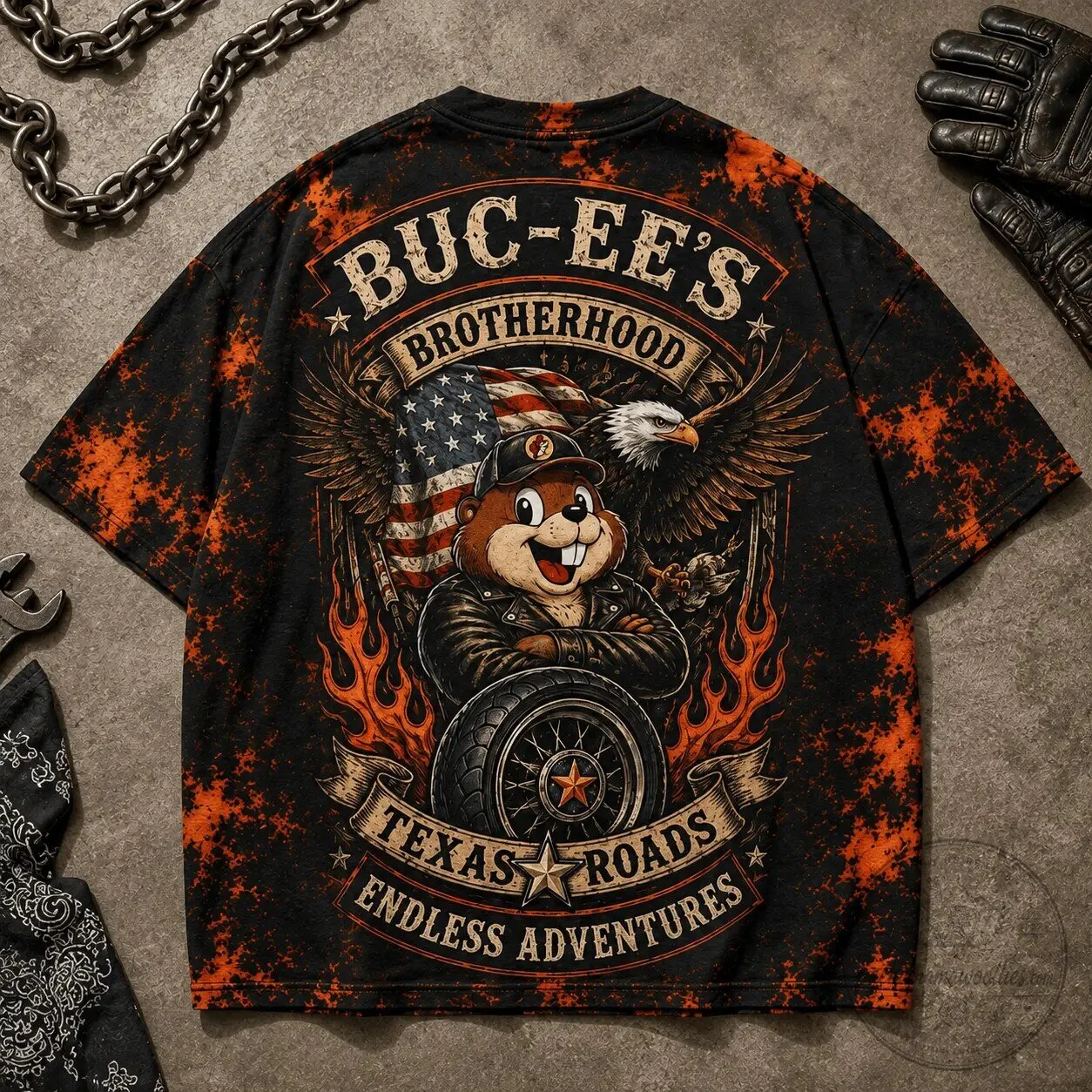 Texas Roads T-Shirt for Lone Star Biker Brotherhood by Buc-ee's 7 Texas Roads T-Shirt for Lone Star Biker Brotherhood by Buc-ee