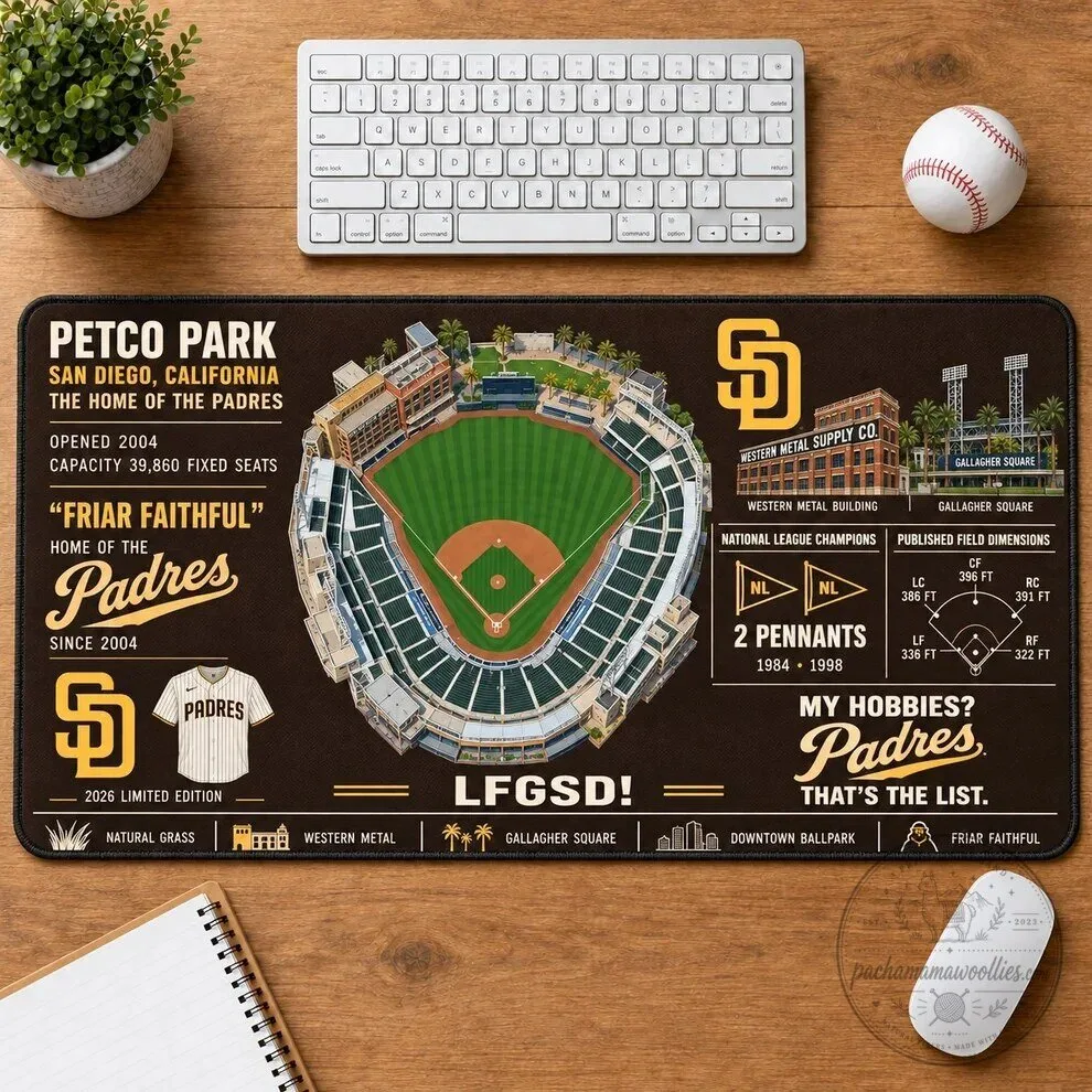 San Diego Padres Petco Park Stadium Map Desk Mat