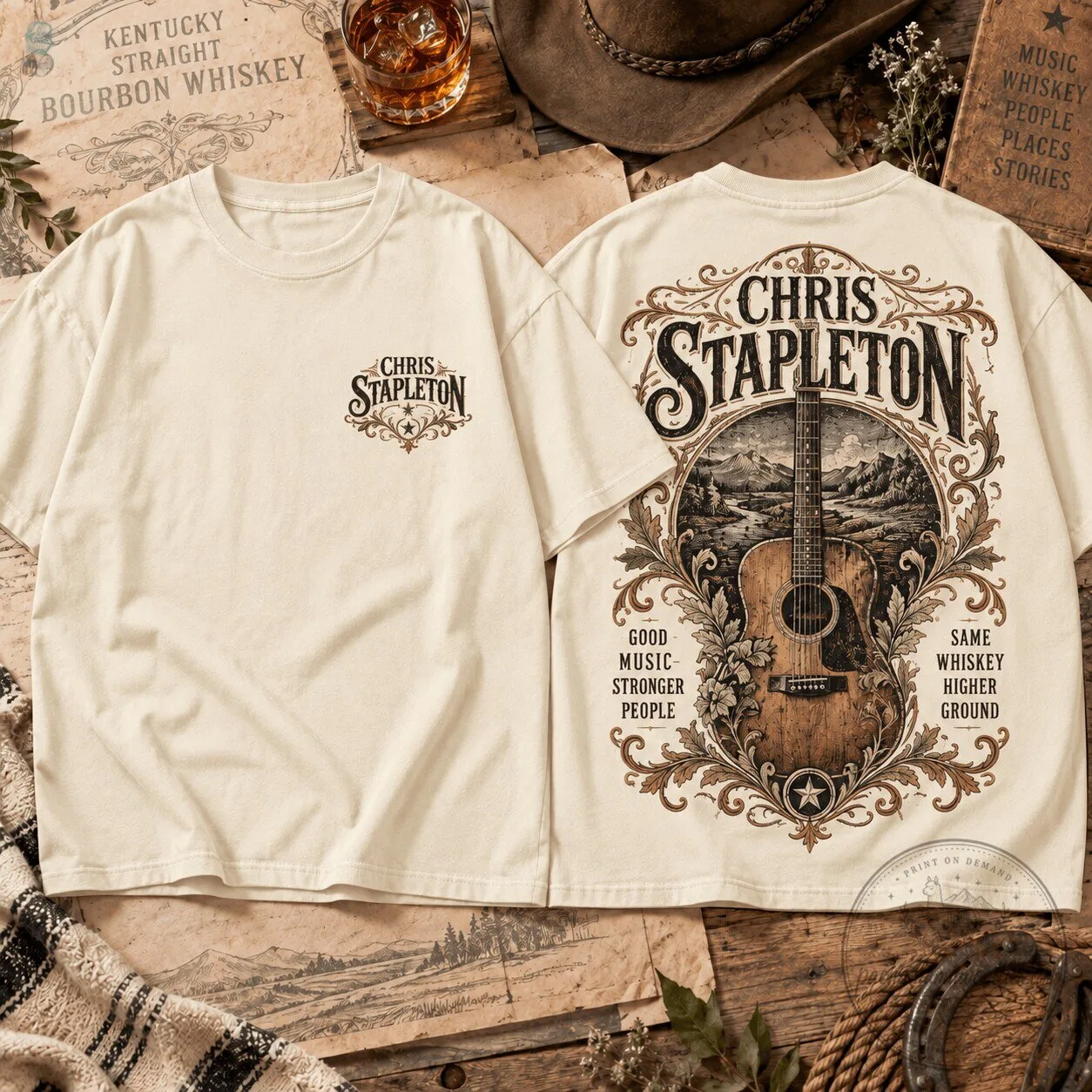 Chris Stapleton Whiskey Guitar Soul Country Music Fan T-Shirt