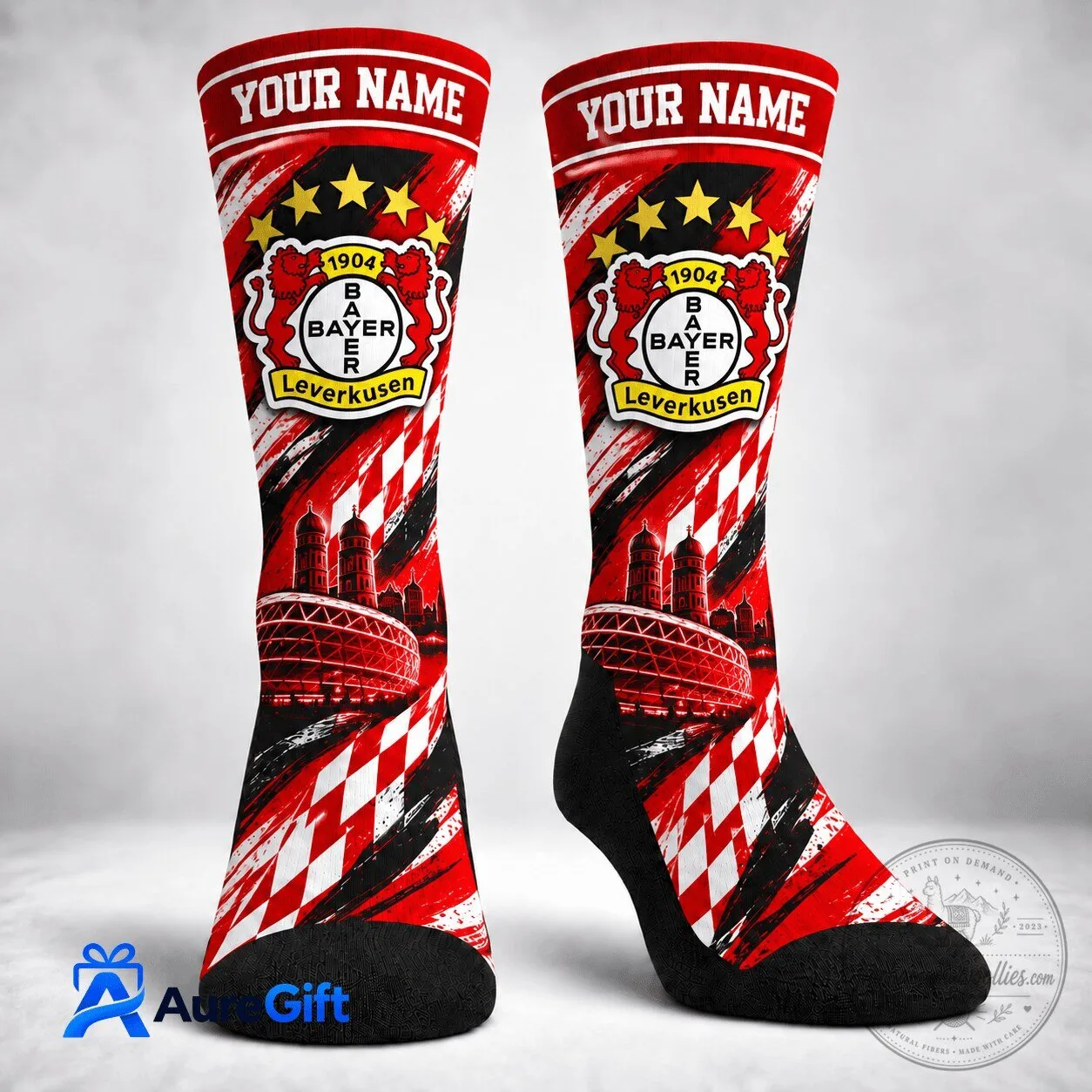 Bayer Leverkusen Bundesliga Personalized Name Football Club Fan Socks