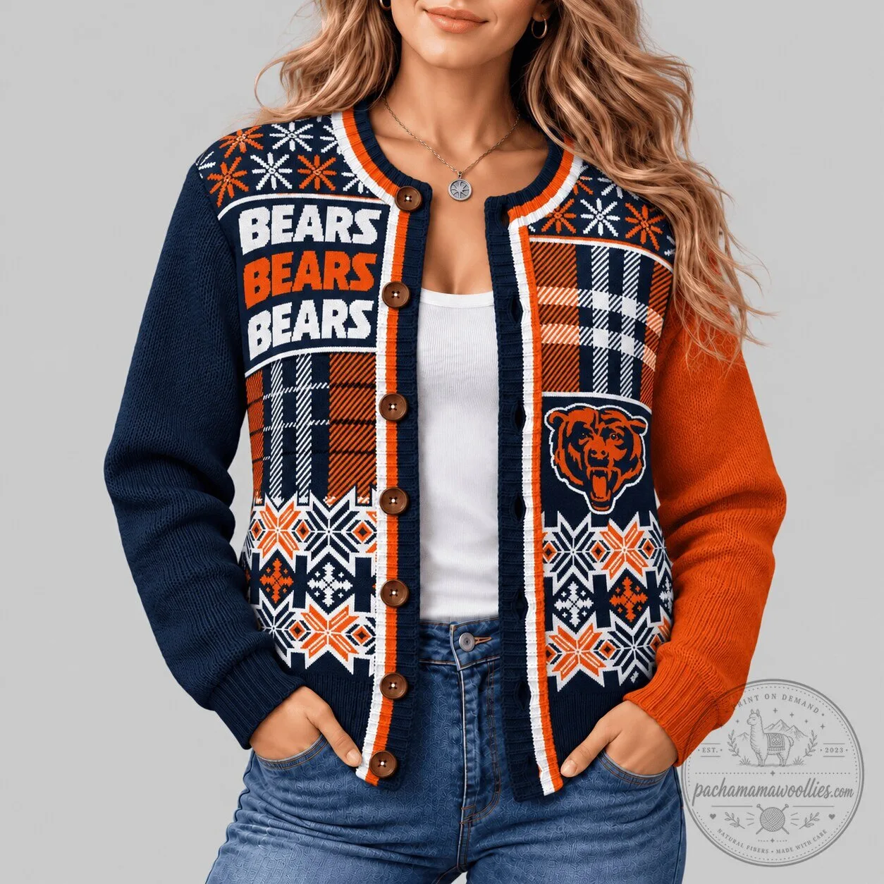 Chicago Bears National Football League Fair Isle Knit Cardigan Sweater