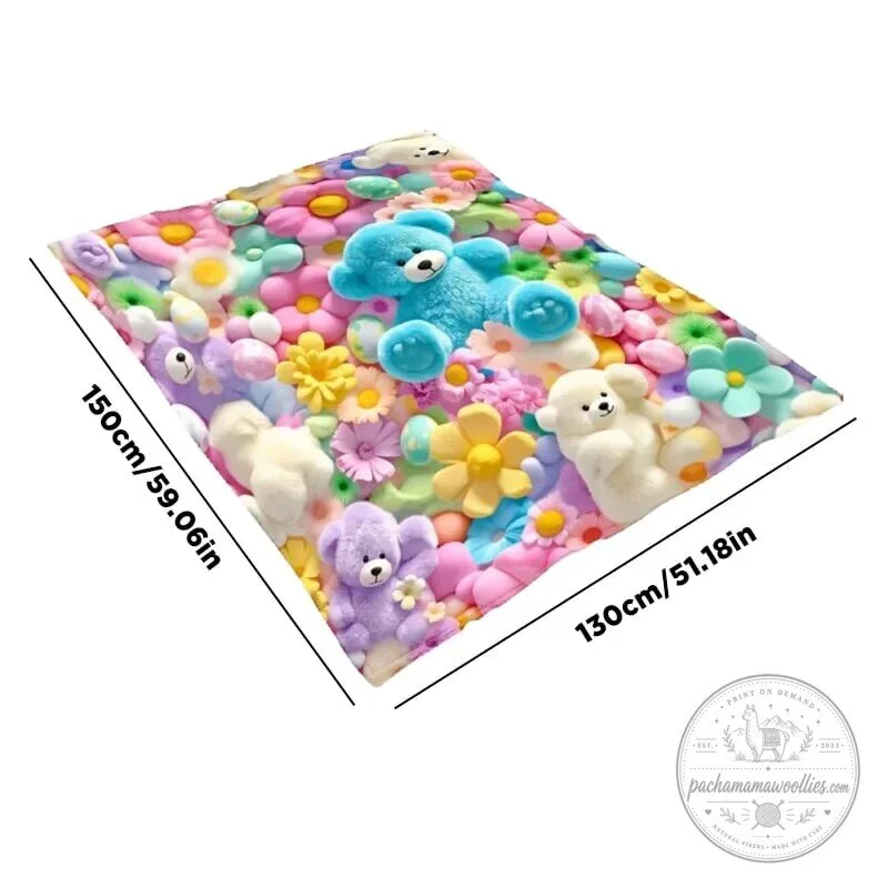 Cute Plush 3D Teddy Bear and Flower Design Soft Throw Blanket 11 Cute Plush 3D Teddy Bear and Flower Design Soft Throw Blanket