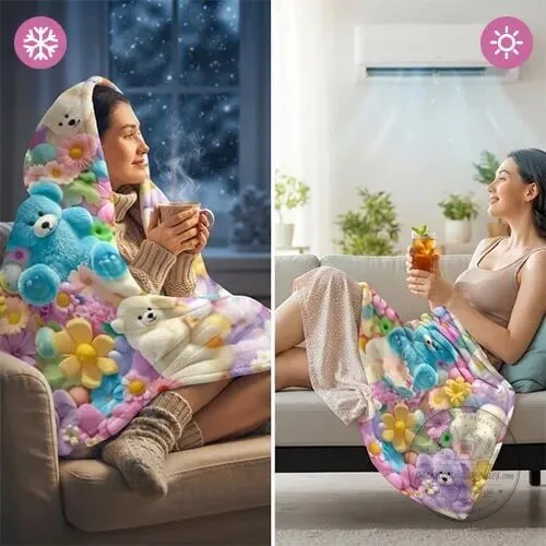Cute Plush 3D Teddy Bear and Flower Design Soft Throw Blanket 13 Cute Plush 3D Teddy Bear and Flower Design Soft Throw Blanket