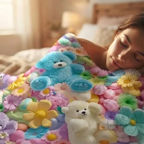 Cute Plush 3D Teddy Bear and Flower Design Soft Throw Blanket 16 Cute Plush 3D Teddy Bear and Flower Design Soft Throw Blanket