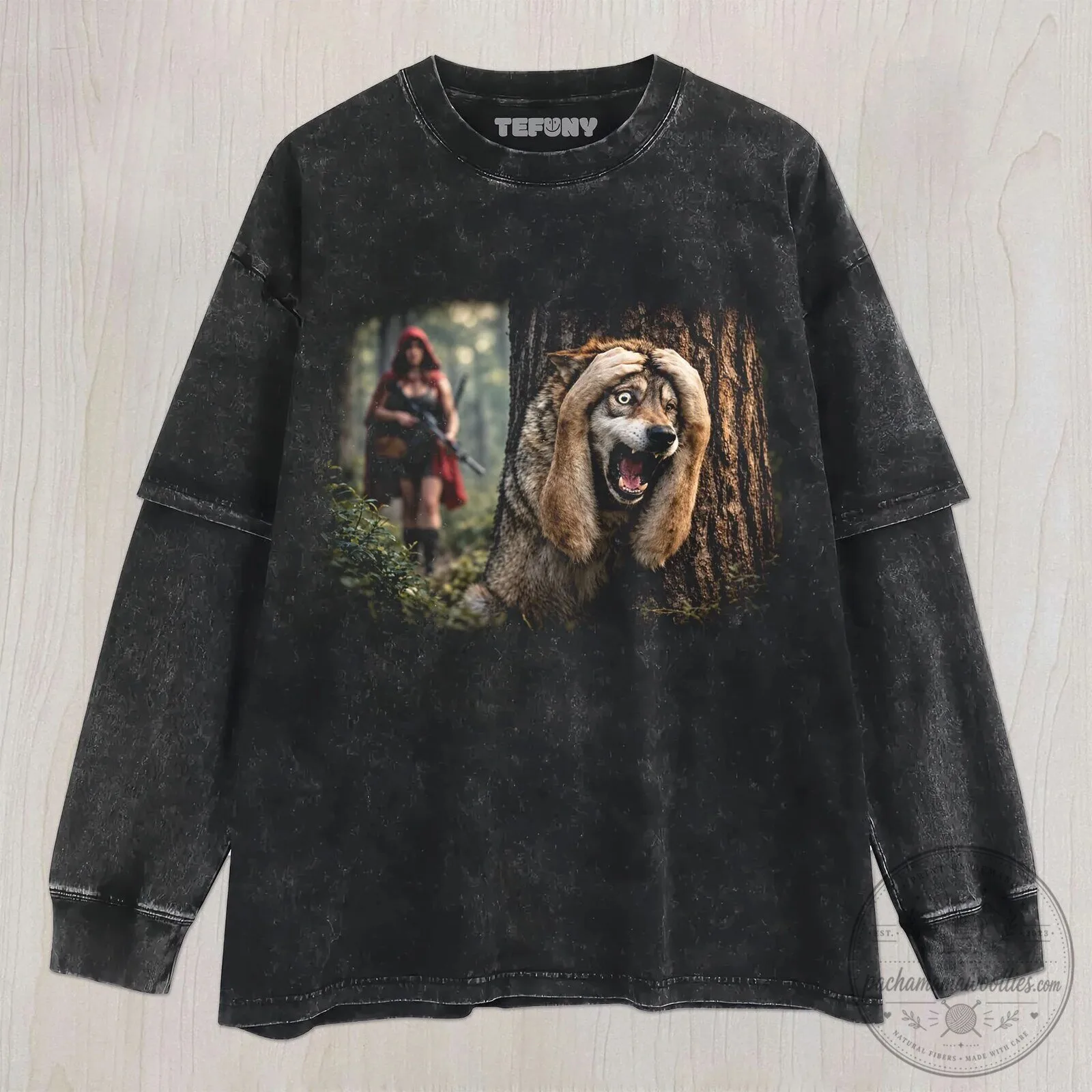 Frightened Wolf Little Red Riding Hood Fairy Tale Graphic T-Shirt 7 Frightened Wolf Little Red Riding Hood Fairy Tale Graphic T-Shirt
